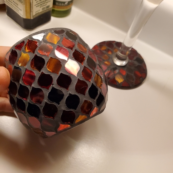 Candle set in red and goltones - Picture 8 of 8